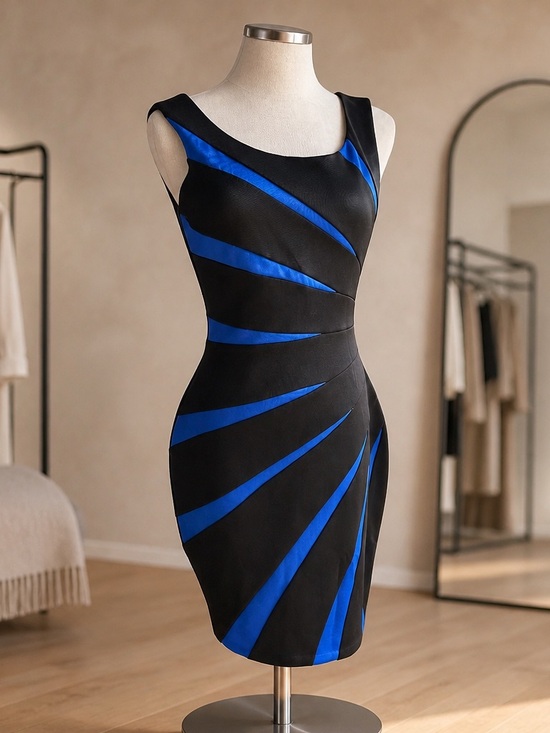 Guess Dresses & Skirts - Guess Black and Royal Blue Panel Sheath Dress